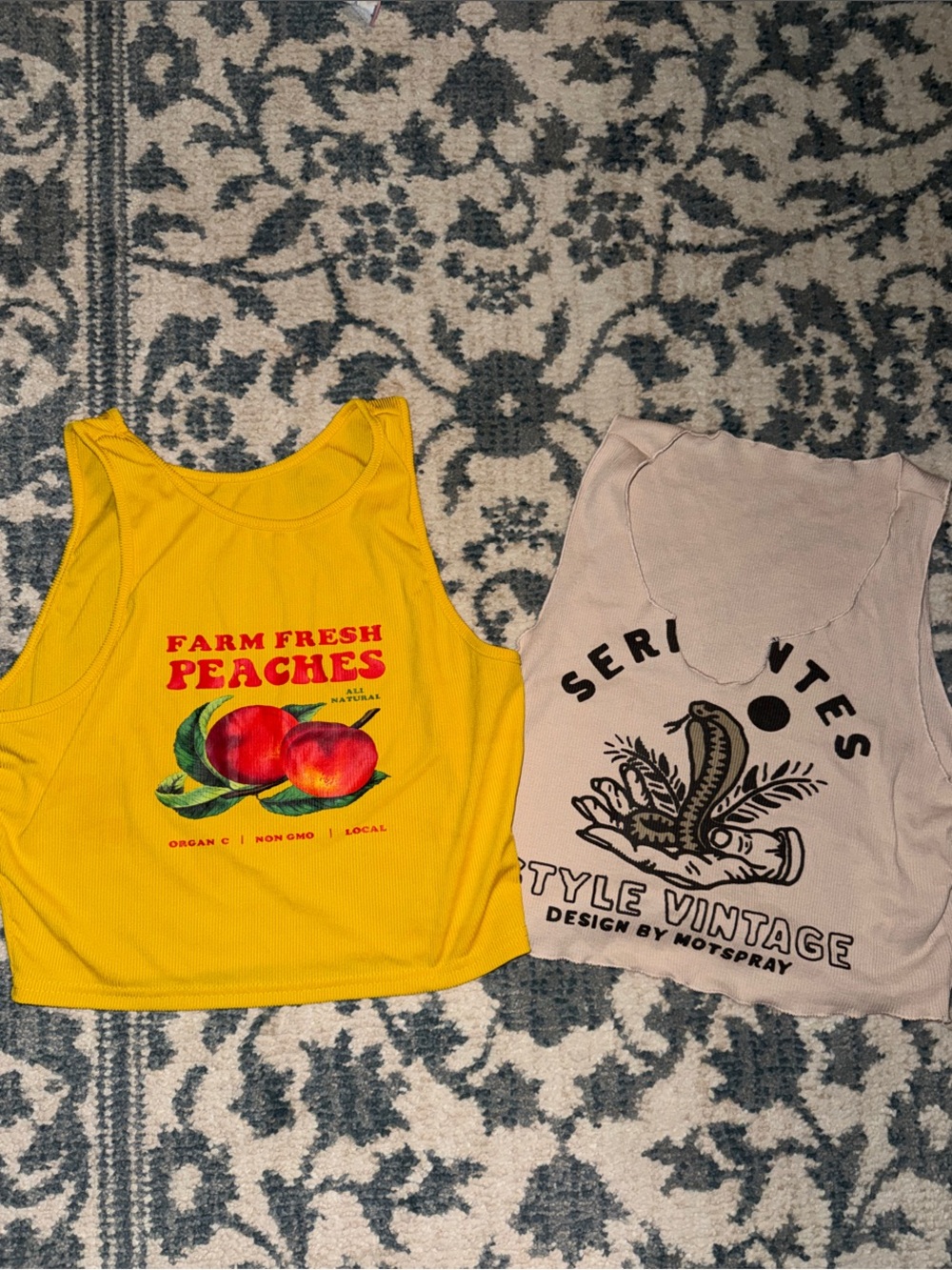 Yellow 'Farm Fresh Peaches' Graphic Crop Tank